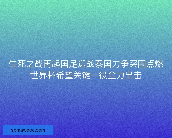 生死之战再起国足迎战泰国力争突围点燃世界杯希望关键一役全力出击