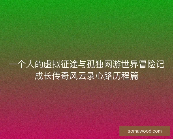 一个人的虚拟征途与孤独网游世界冒险记成长传奇风云录心路历程篇