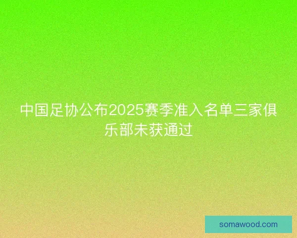 中国足协公布2025赛季准入名单三家俱乐部未获通过