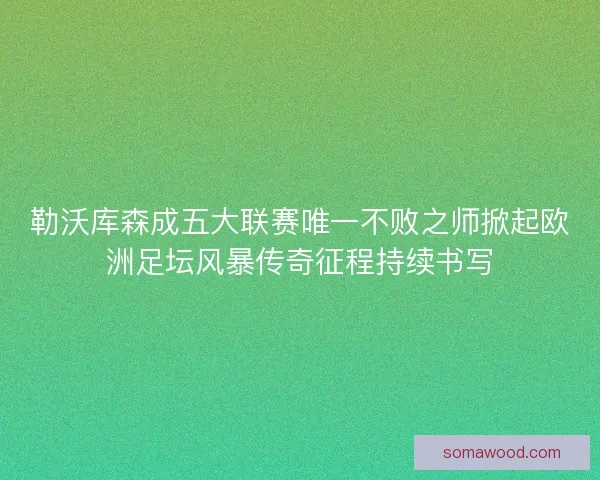 勒沃库森成五大联赛唯一不败之师掀起欧洲足坛风暴传奇征程持续书写