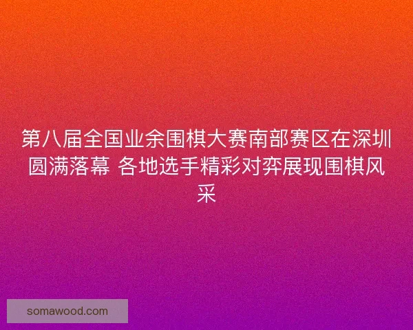 第八届全国业余围棋大赛南部赛区在深圳圆满落幕 各地选手精彩对弈展现围棋风采