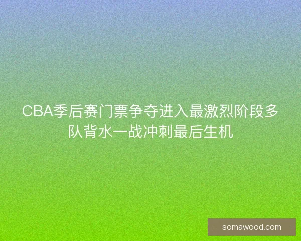 CBA季后赛门票争夺进入最激烈阶段多队背水一战冲刺最后生机