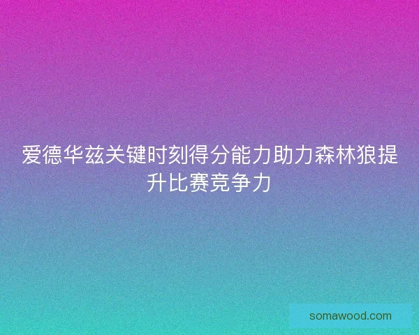 爱德华兹关键时刻得分能力助力森林狼提升比赛竞争力